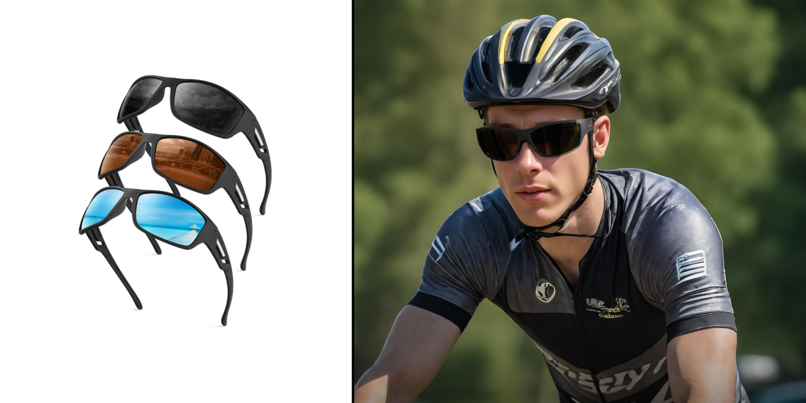 A man wearing a helmet and sunglasses