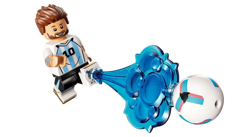 A toy figurine with a blue object