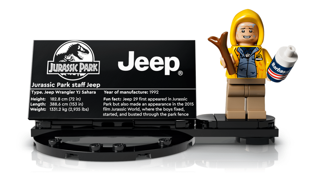 A lego figure next to a sign