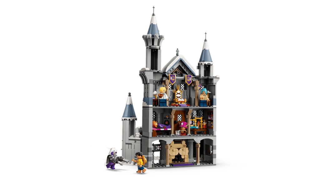 A toy building set with a castle