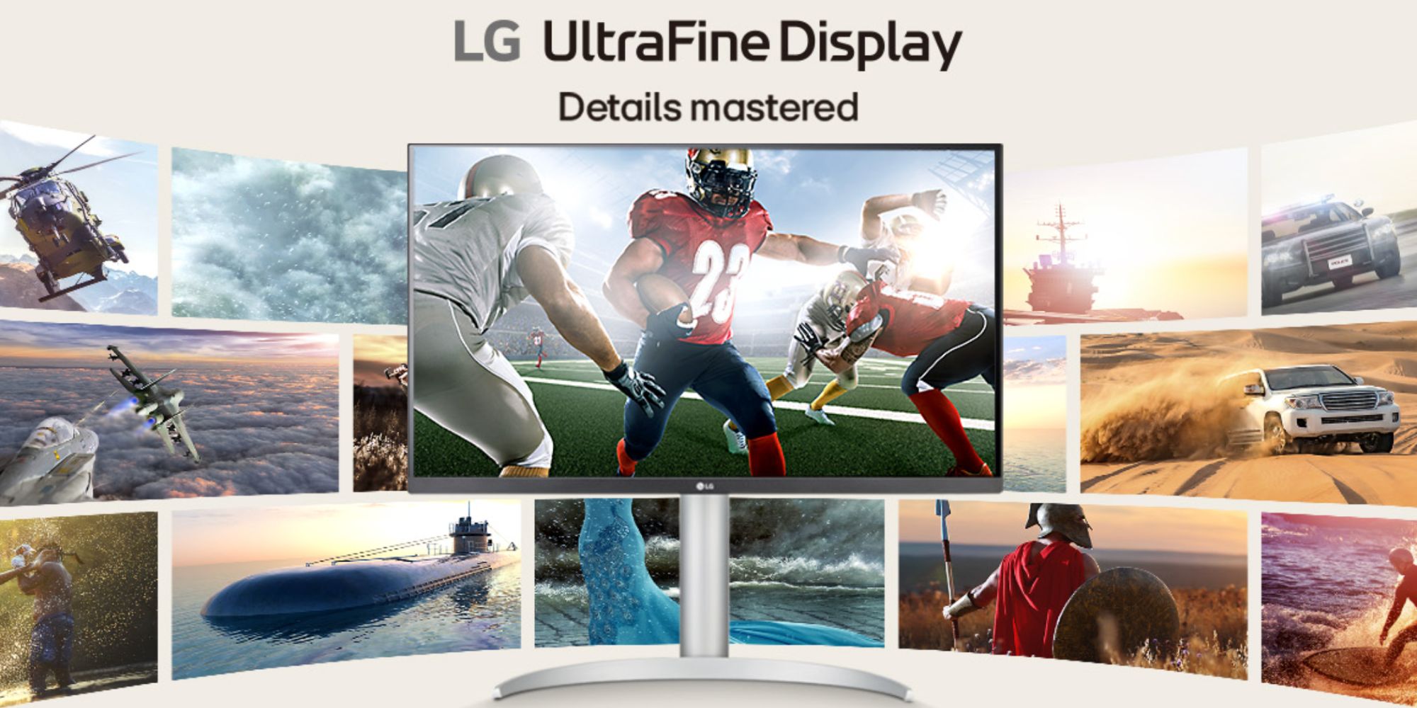 A screen with a picture of a football player