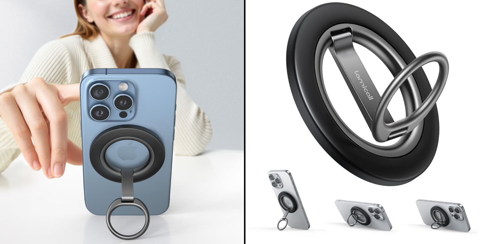 A phone holder with a ring