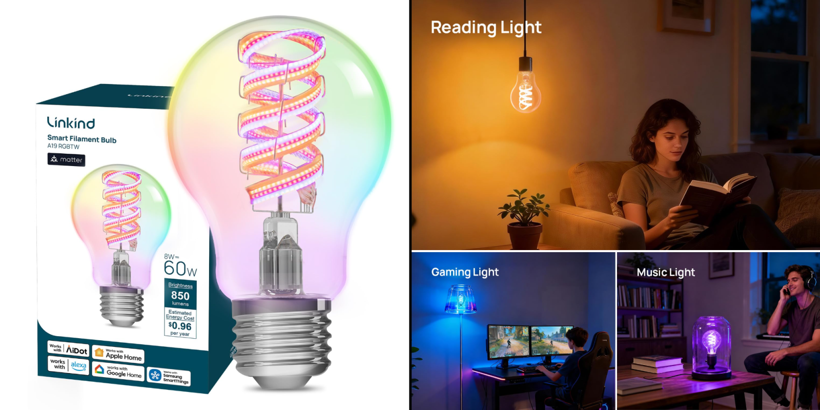 A light bulb with a spiral light inside