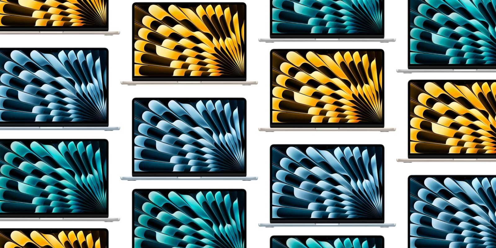 A collage of laptops with colorful designs