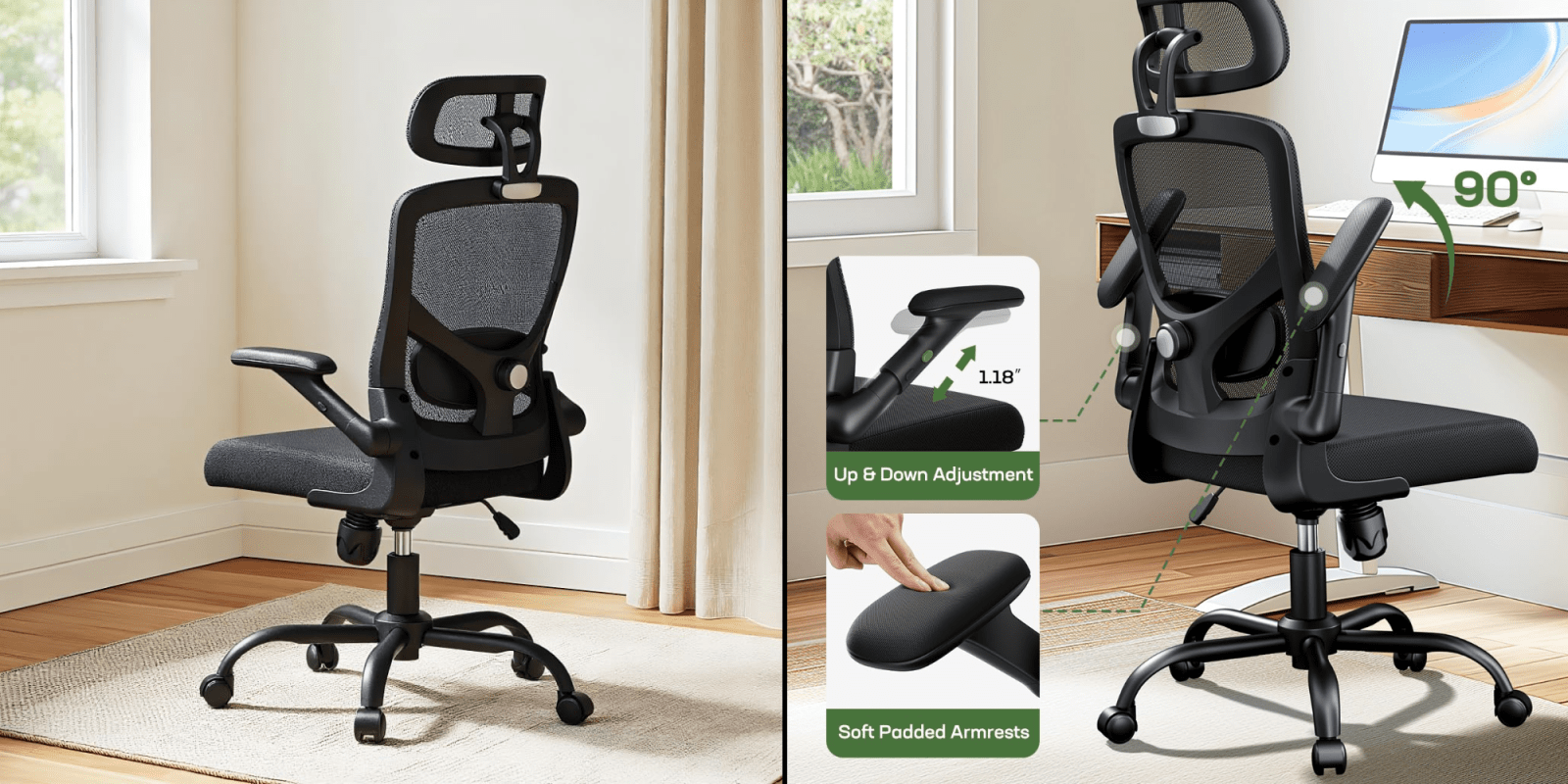 A black chair with a black seat