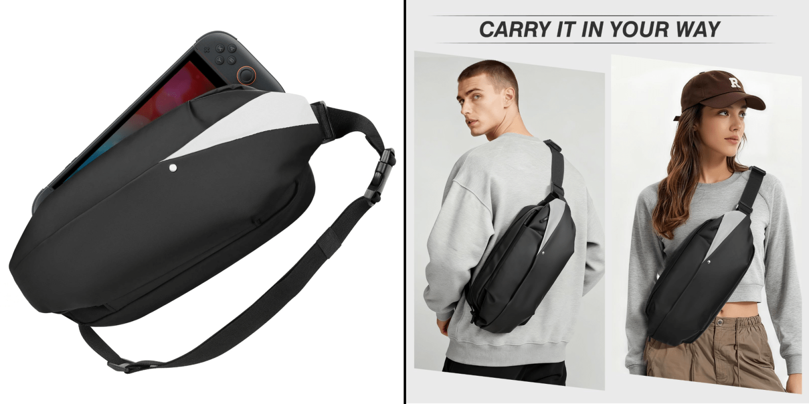 A man with a video game controller in his bag