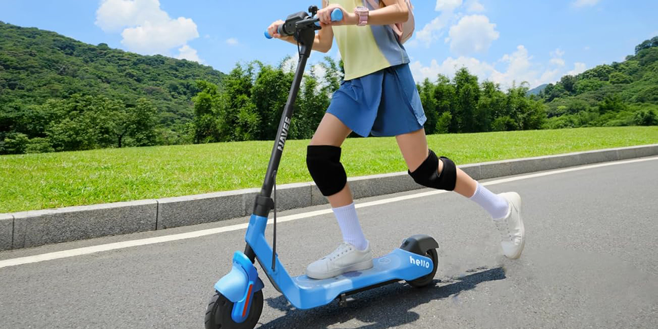 A person riding a scooter