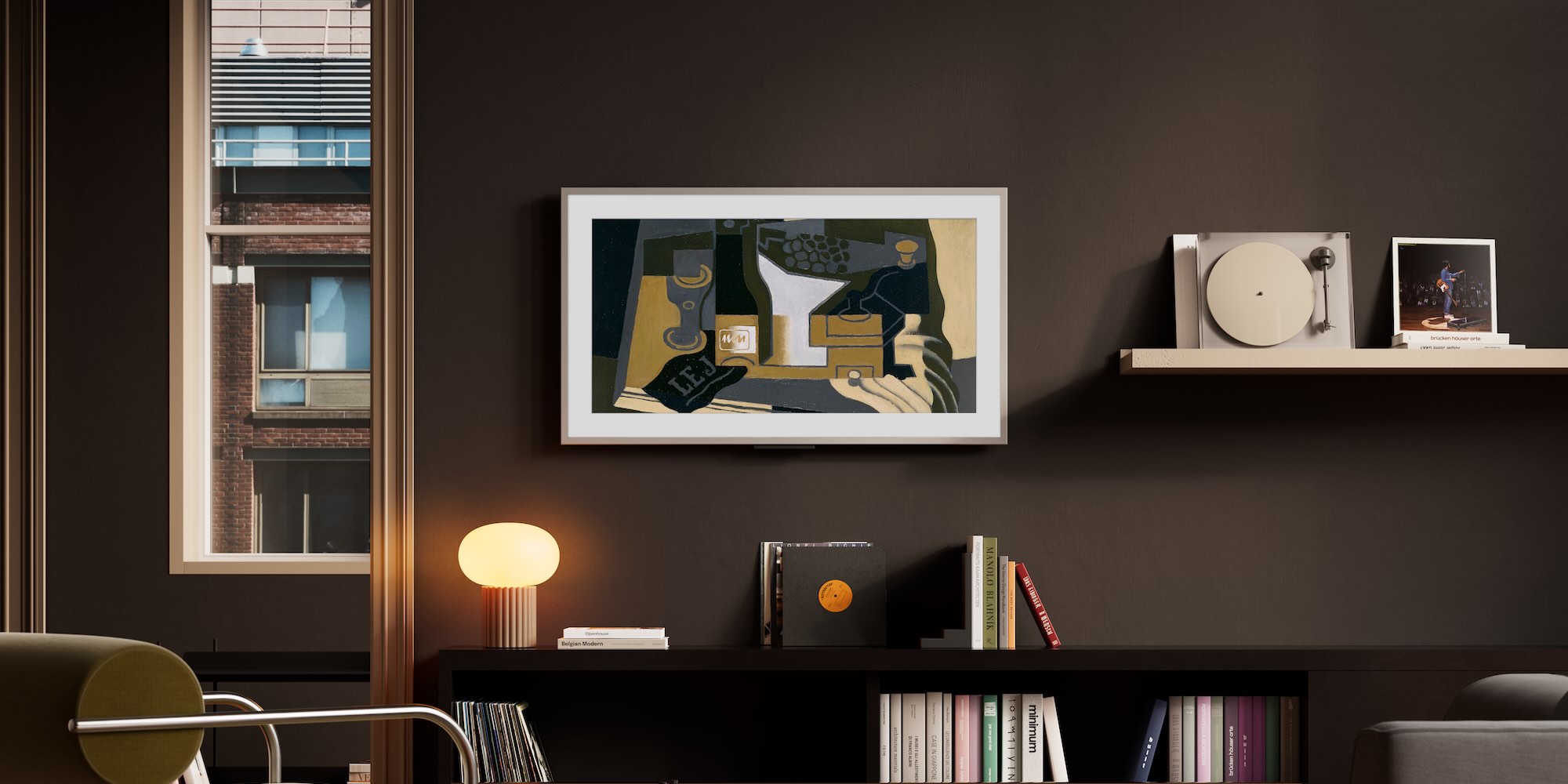 A framed picture on a wall