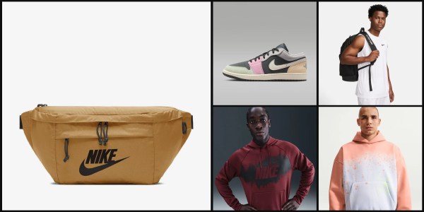 A collage of a man and a bag