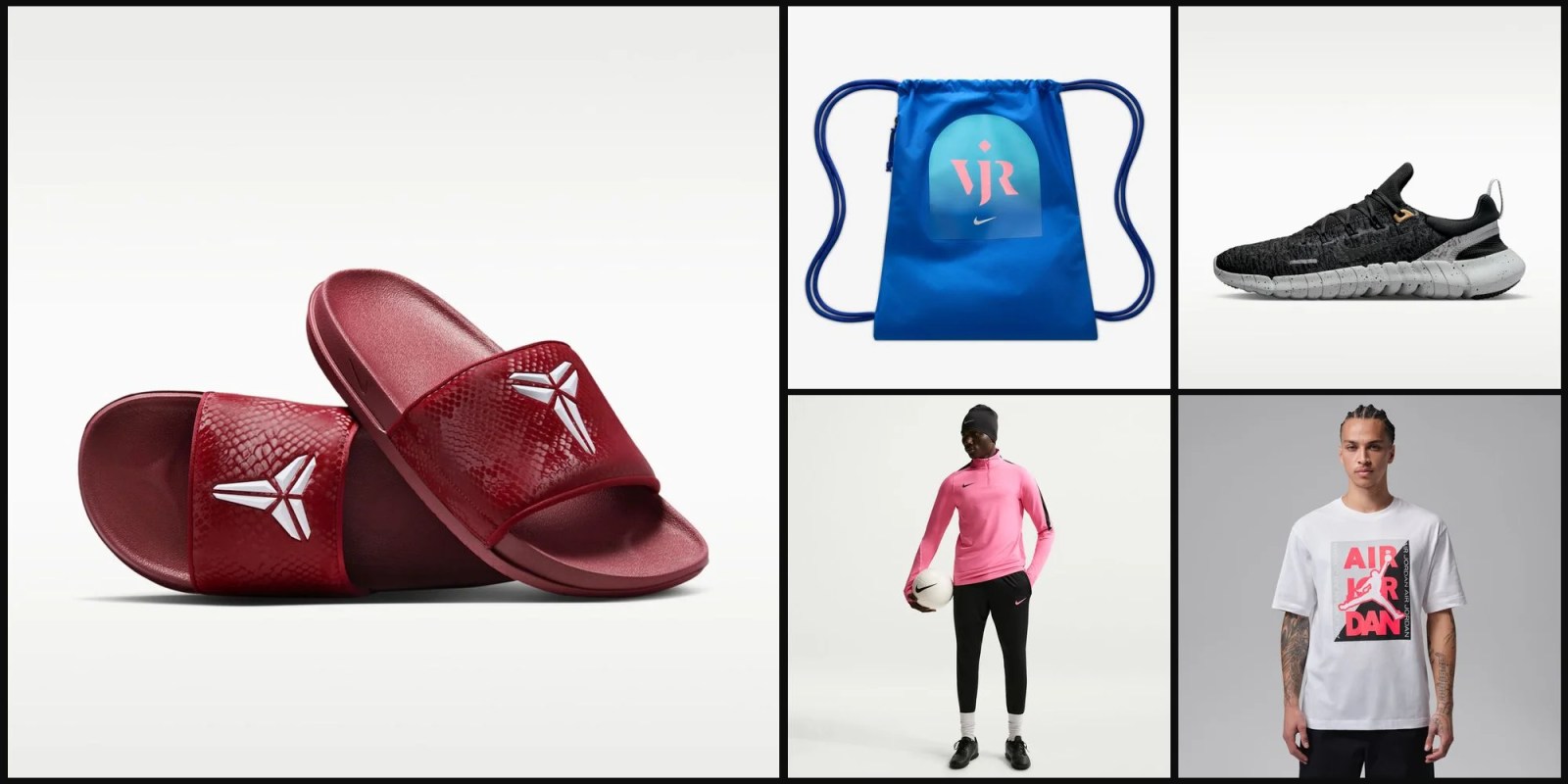 A collage of a woman and a bag