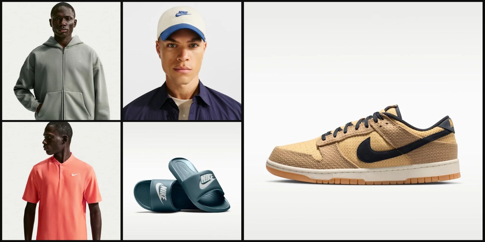 A collage of a man wearing a hat and a pair of shoes