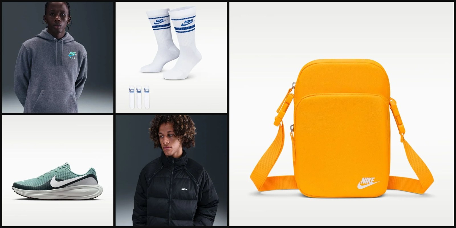A collage of a man and a bag