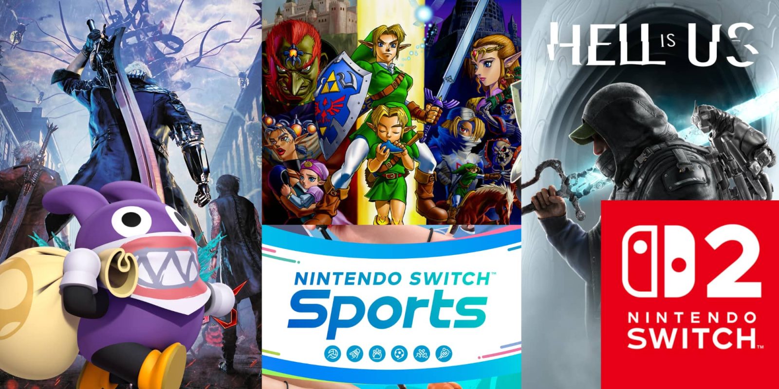 A collage of a man holding a video game