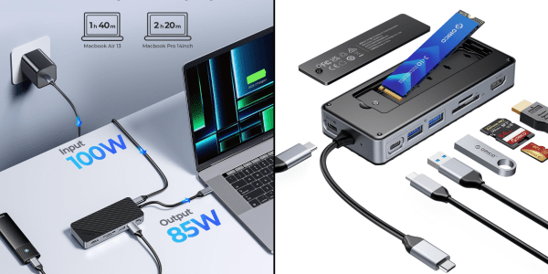 A laptop and a device with a usb cable