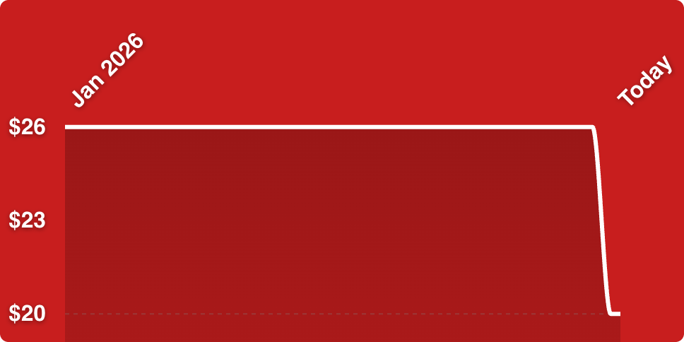 A red rectangular object with white lines