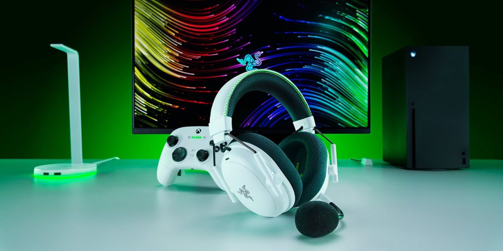 Image showing a render of Razer's BlackShark V3 Pro gaming headset in white.