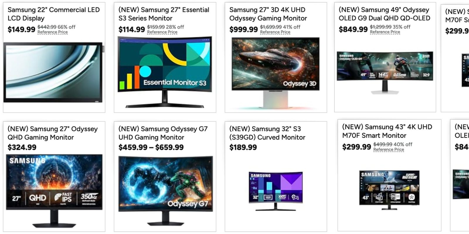 An image listings from Woot's Samsung monitor sale.