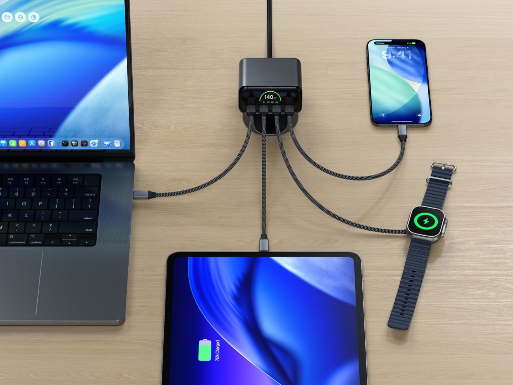 A laptop and tablet connected to a smart phone