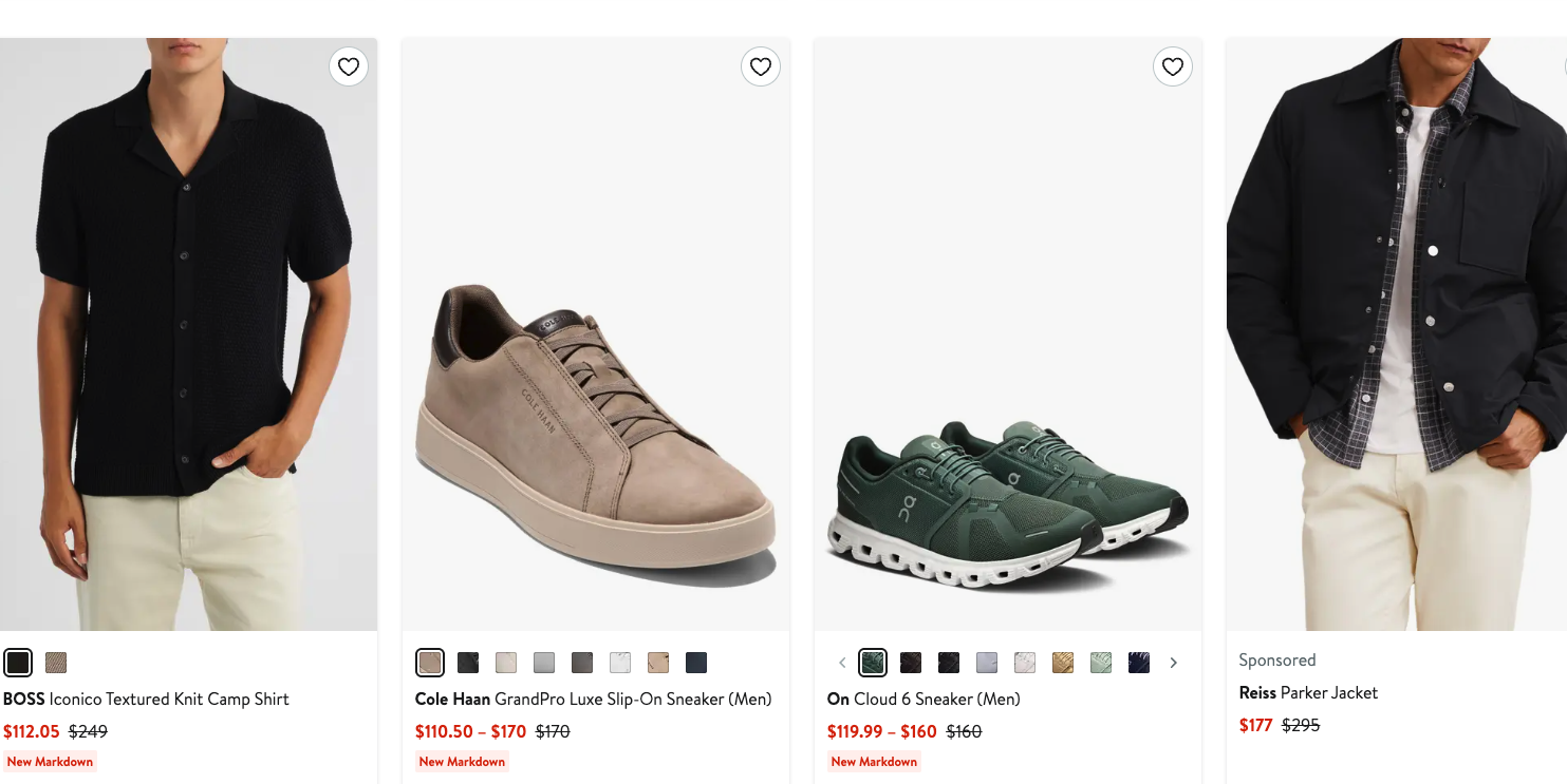 A screenshot of a shoe shop