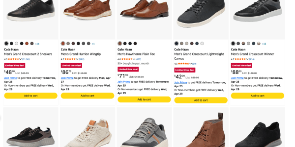 A screenshot of a shoe shop