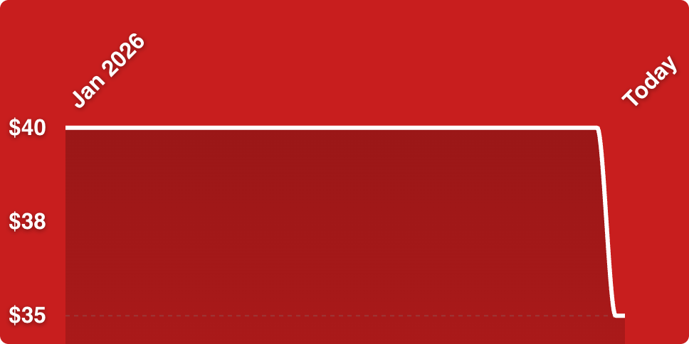 A red rectangular object with white lines