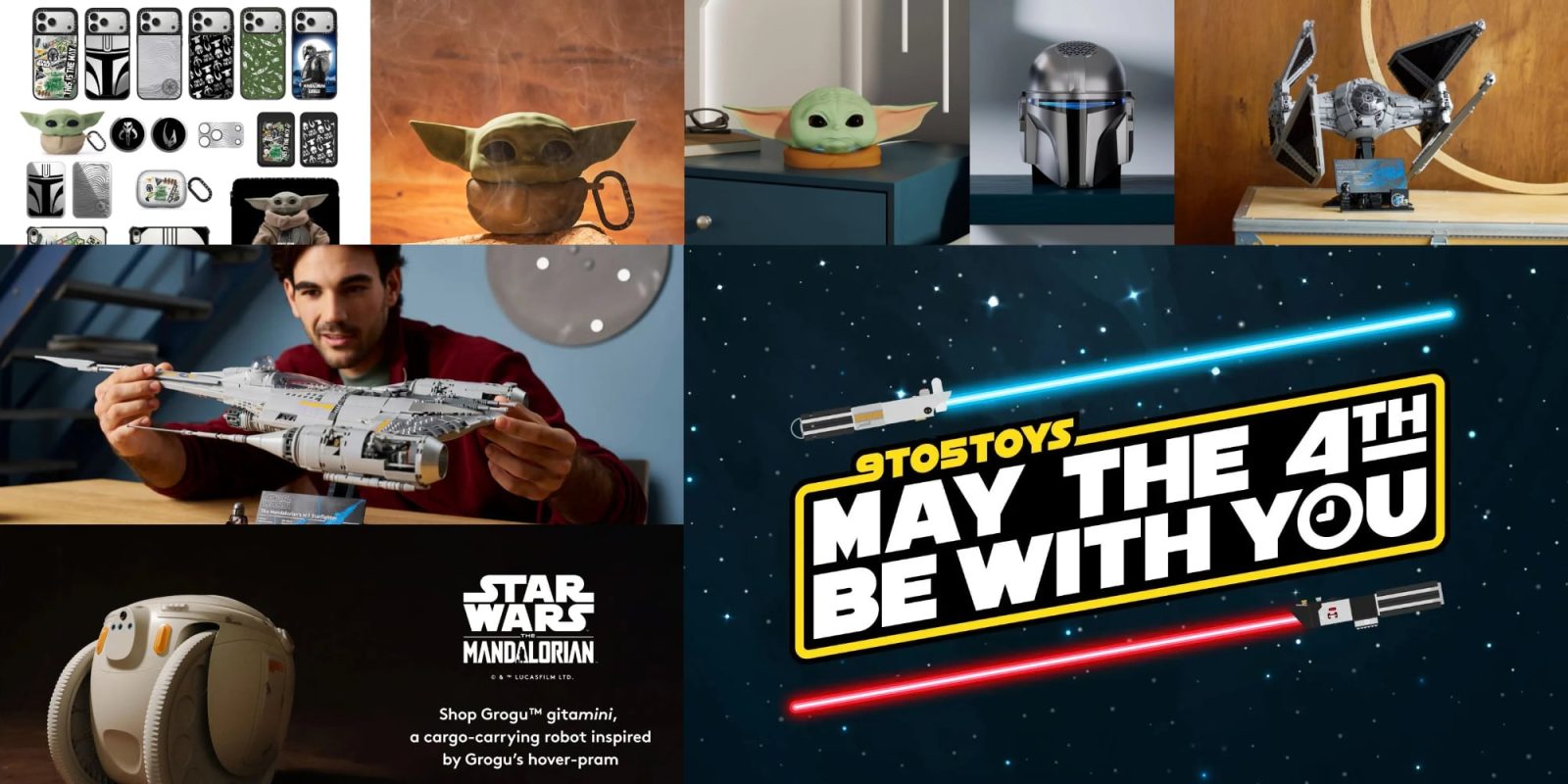 A collage of images of a man holding a toy gun