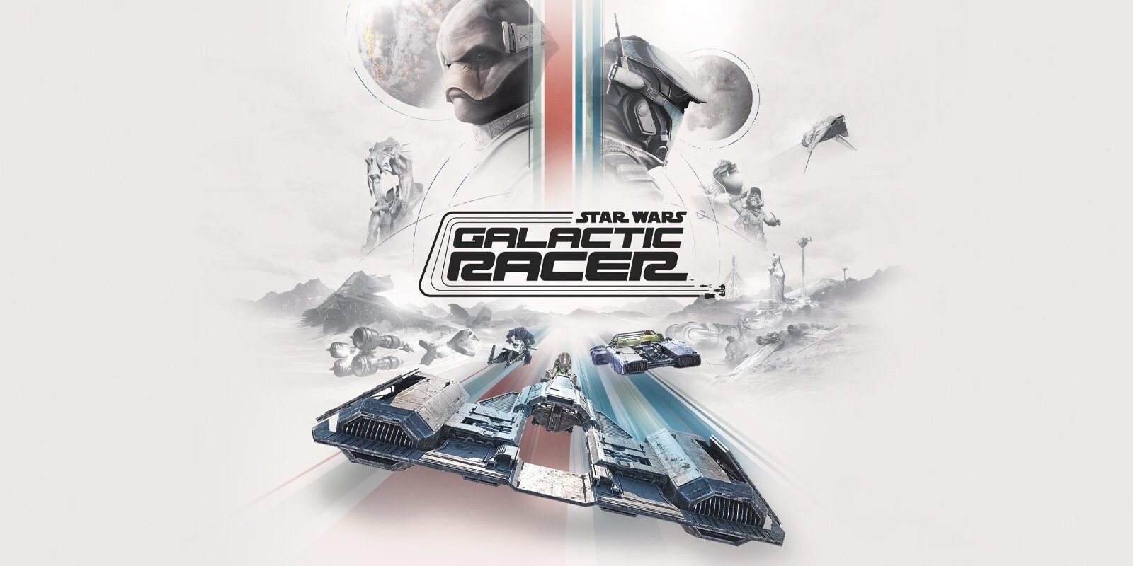 A video game poster with a couple of people in a race