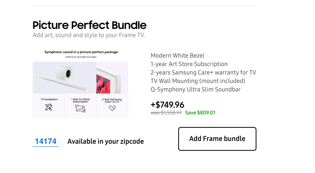 A product package with a picture frame