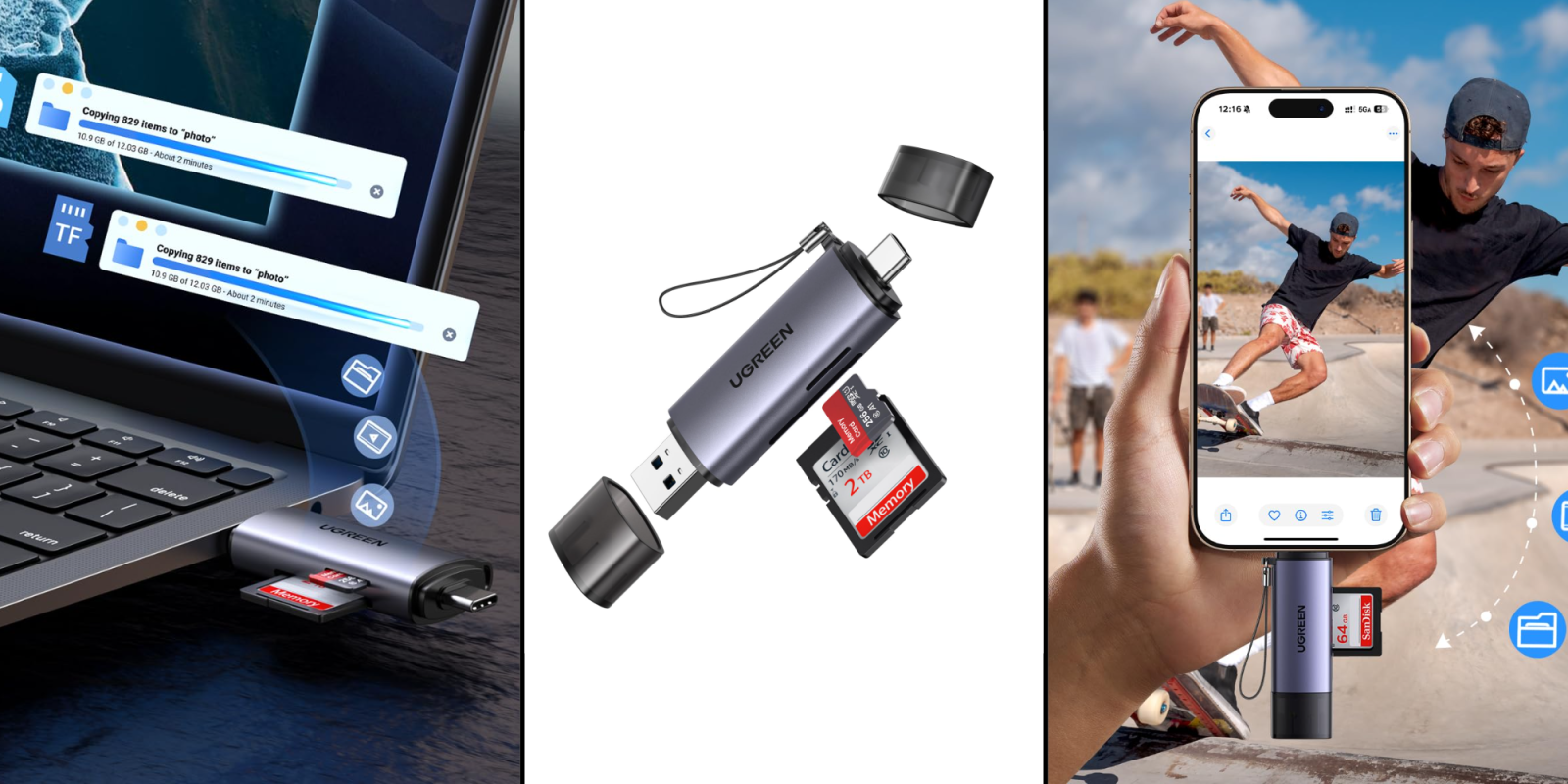 A collage of a flash drive