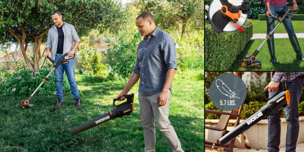 A man holding a blower