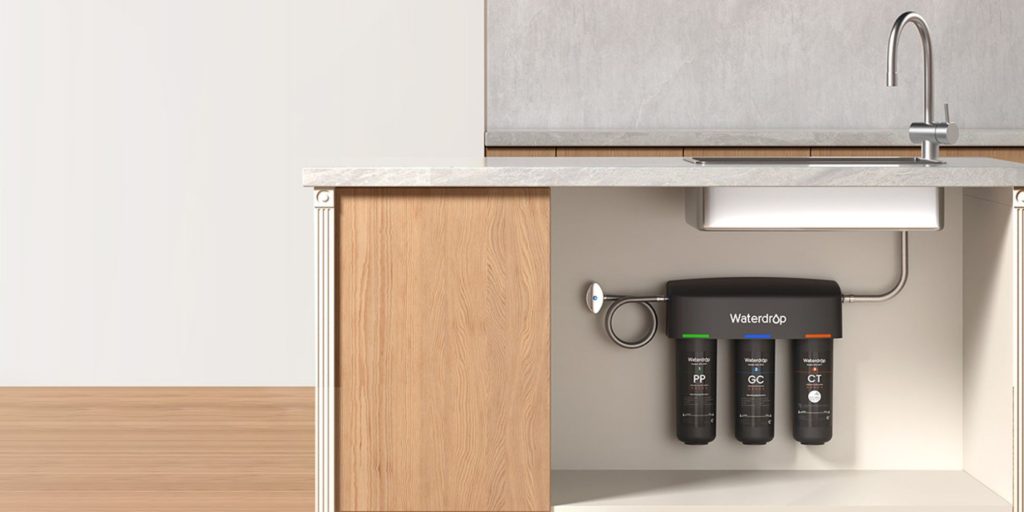 A water purification system under a counter