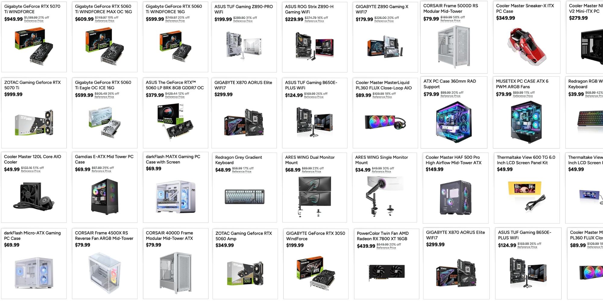 A screenshot of a computer parts