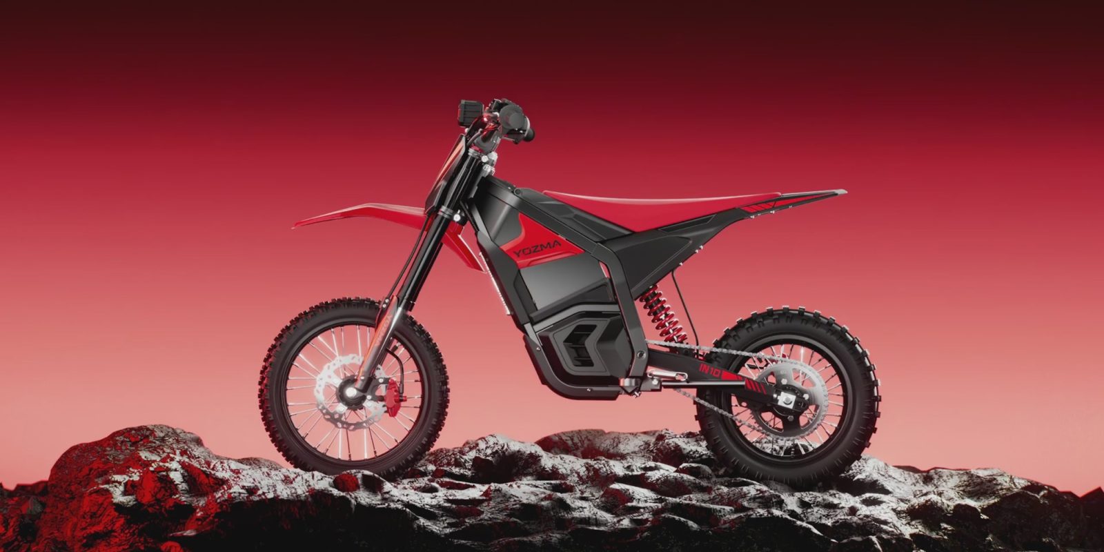 A motorcycle on a rocky surface