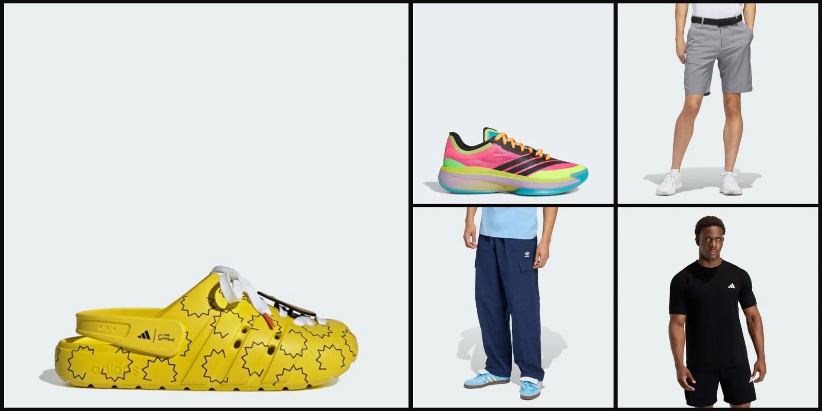 A collage of a man and a pair of shoes