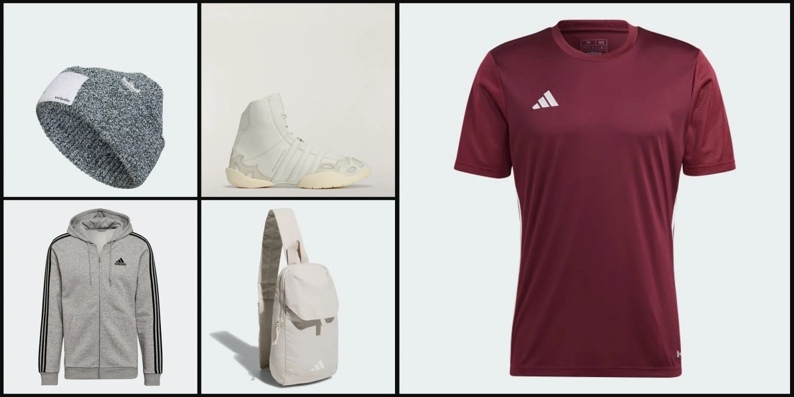 A collage of clothes and shoes