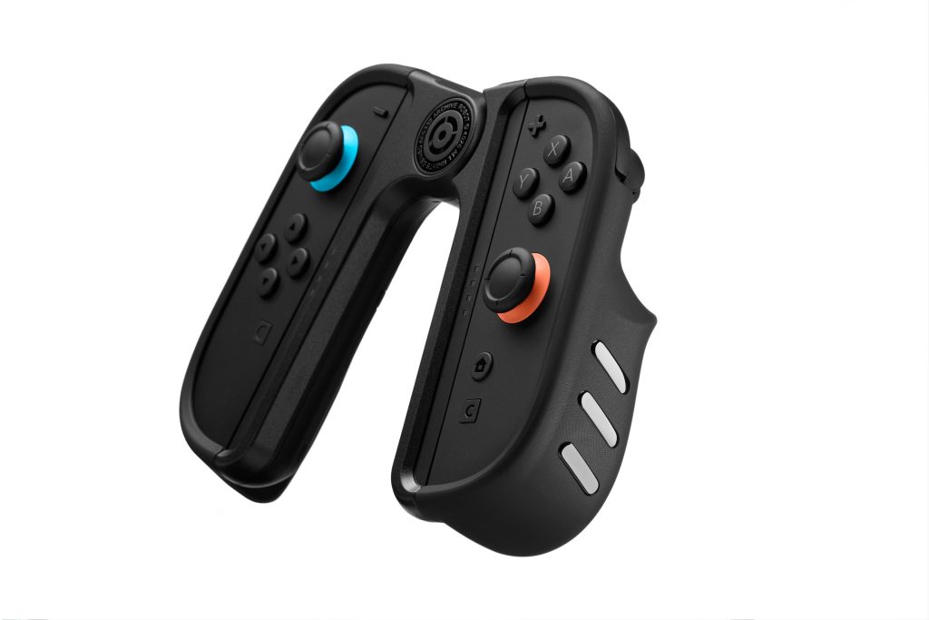 A black video game controller