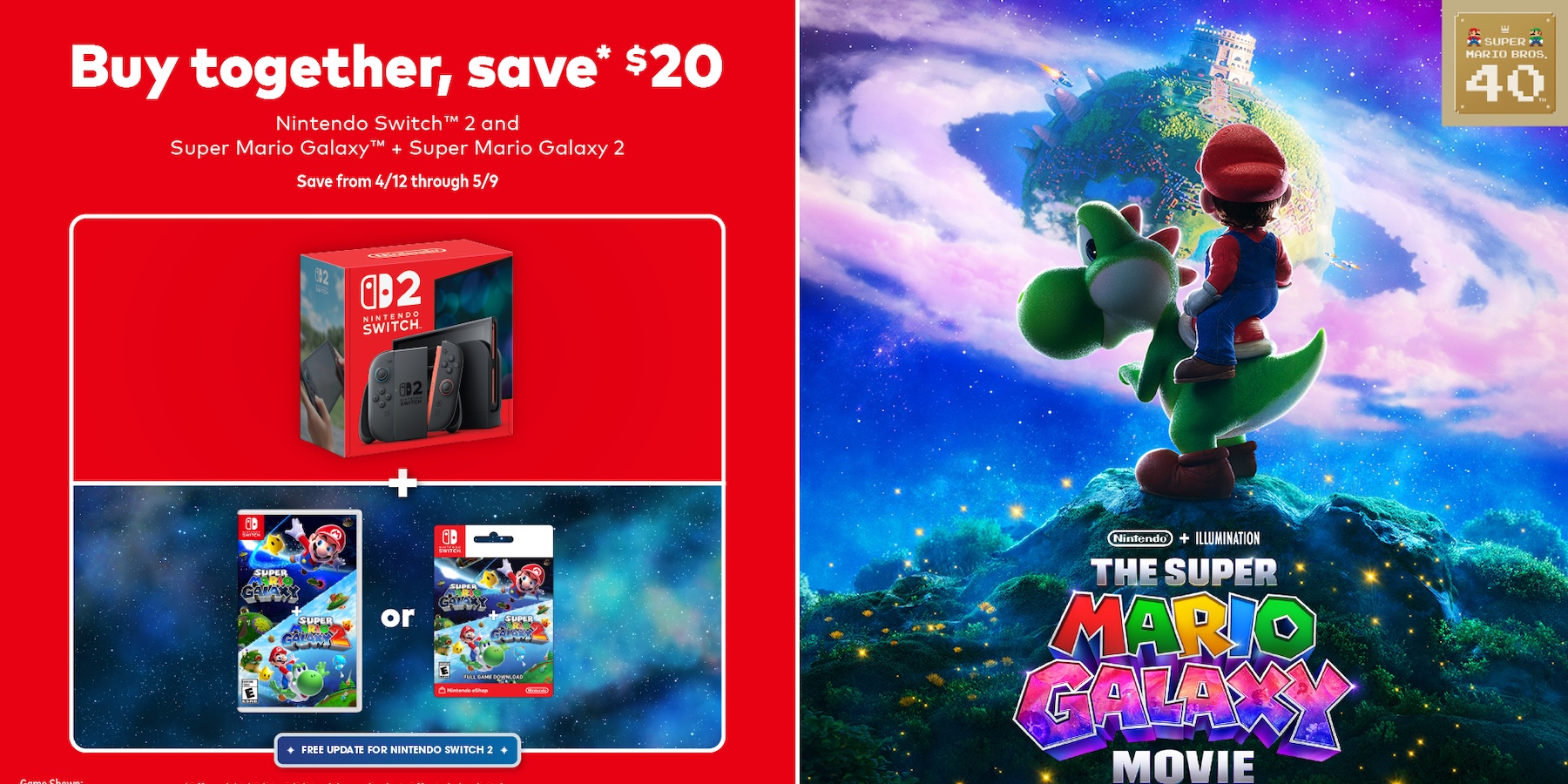 A video game advertisement with a green cartoon character