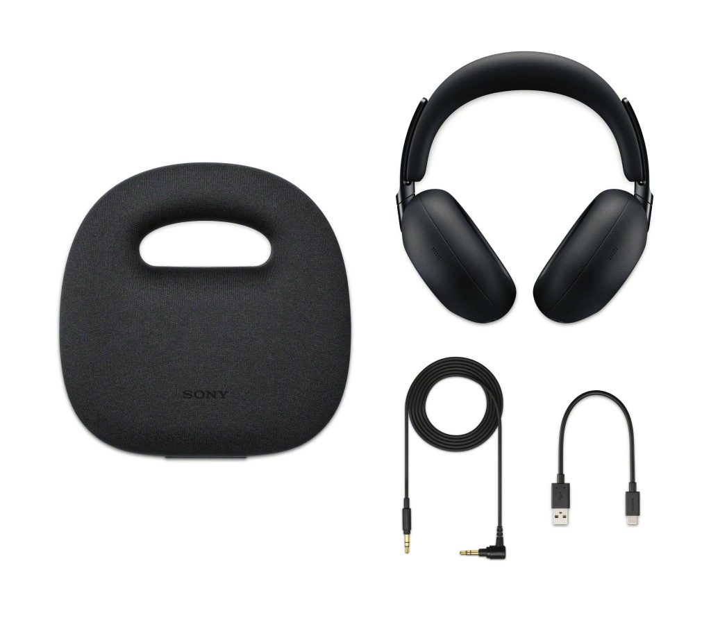 A black headphones and a black case