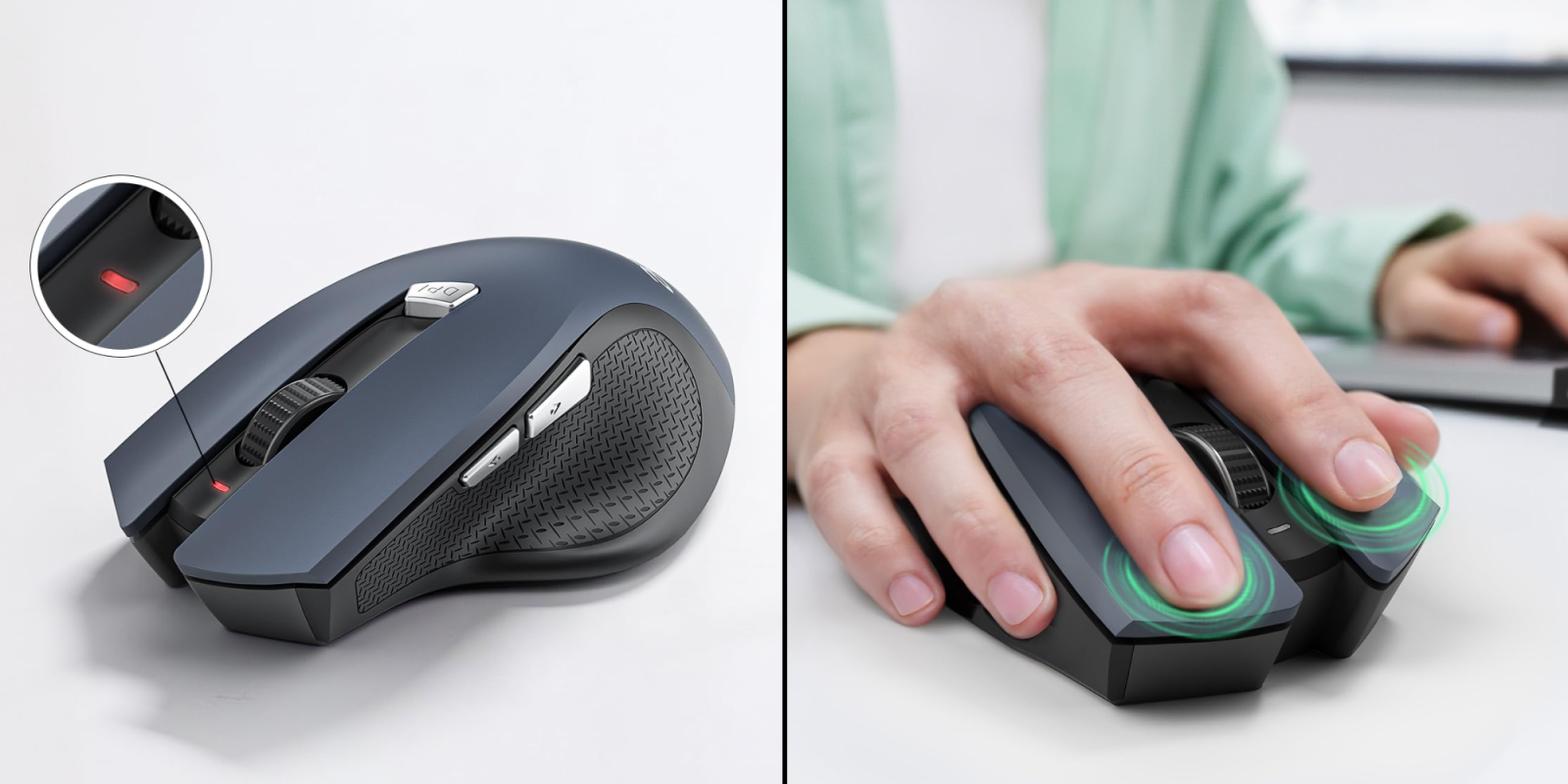 A hand on a computer mouse