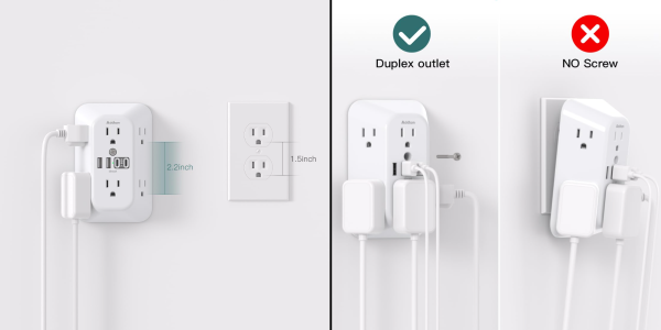 A comparison of a wall outlet and a duplex outlet