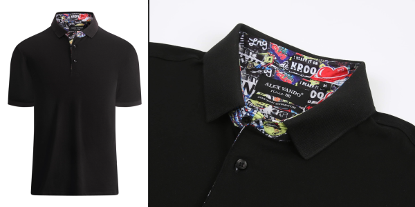 A black polo shirt with a collar
