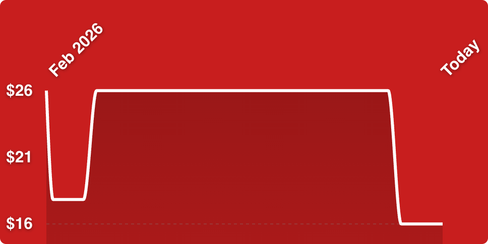 A red rectangular object with white lines