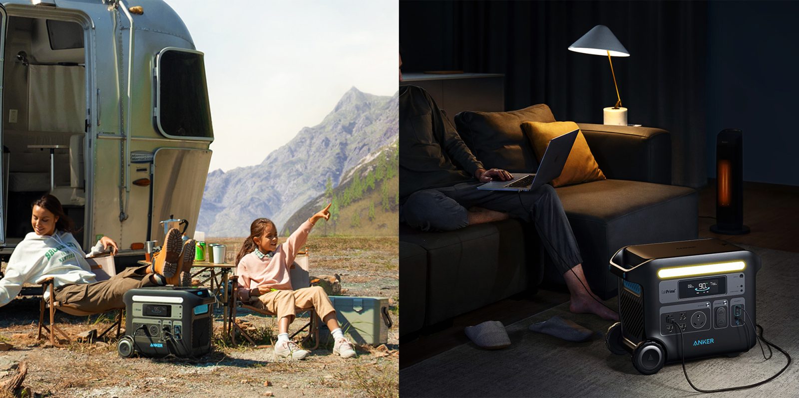 A girl sitting on a couch with a laptop pointing at something