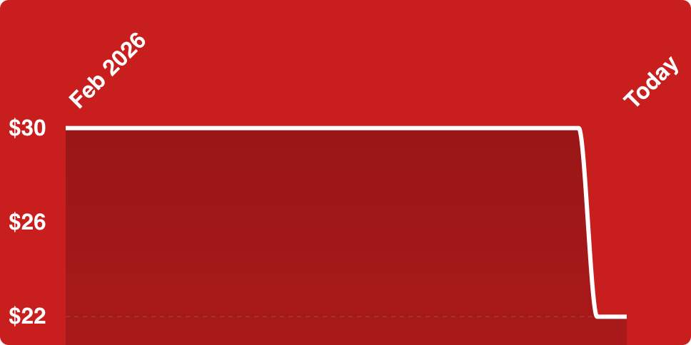 A red rectangular object with white lines
