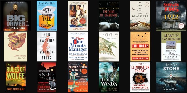 A group of books on a black background