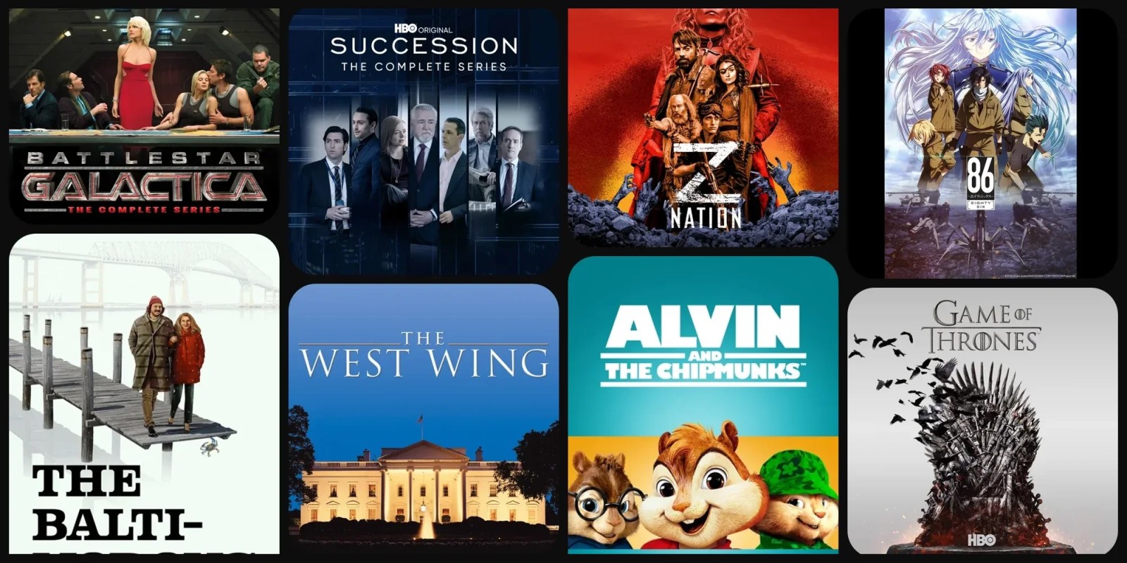 A group of movies on a screen