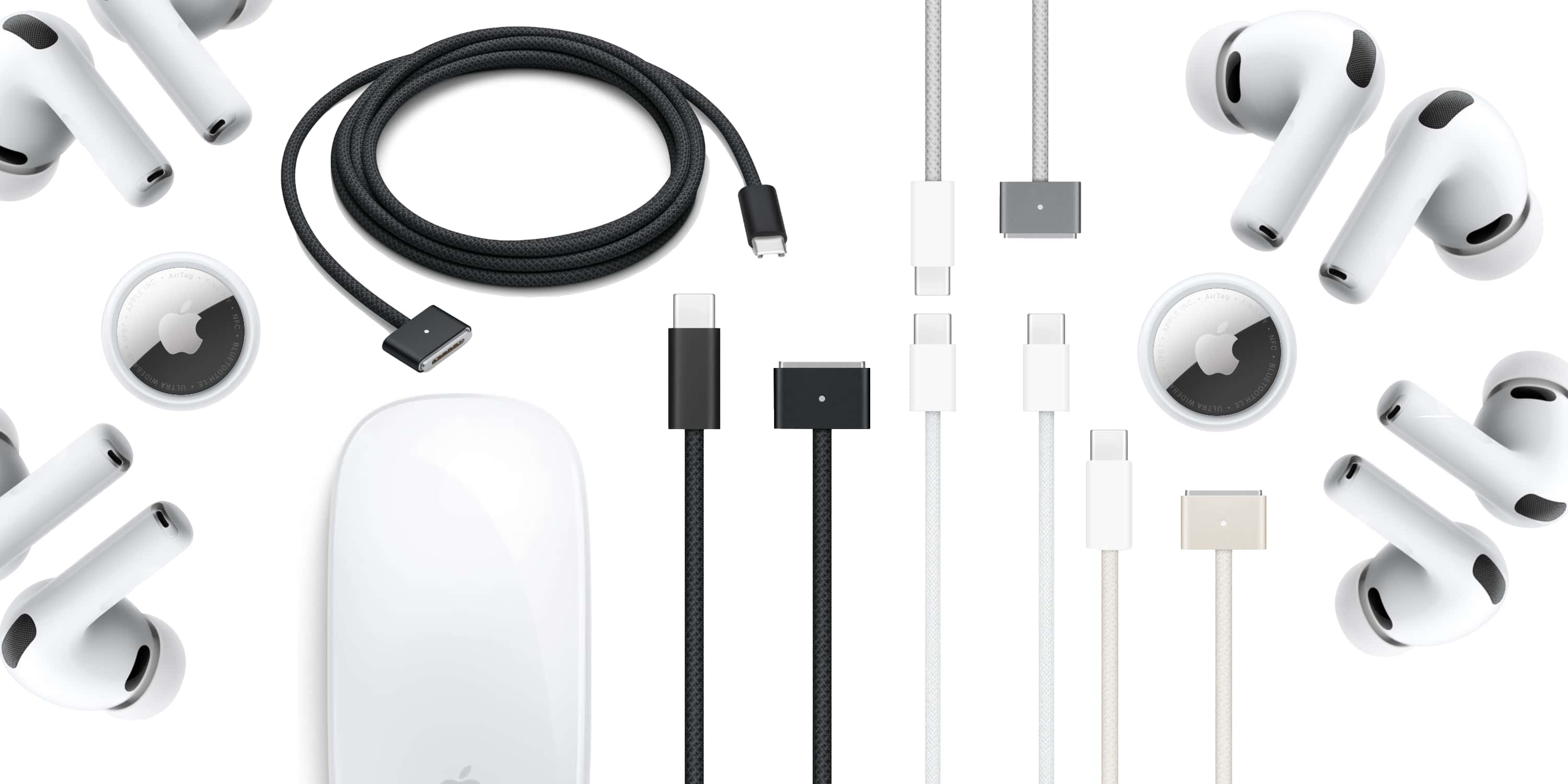 A computer mouse and cables
