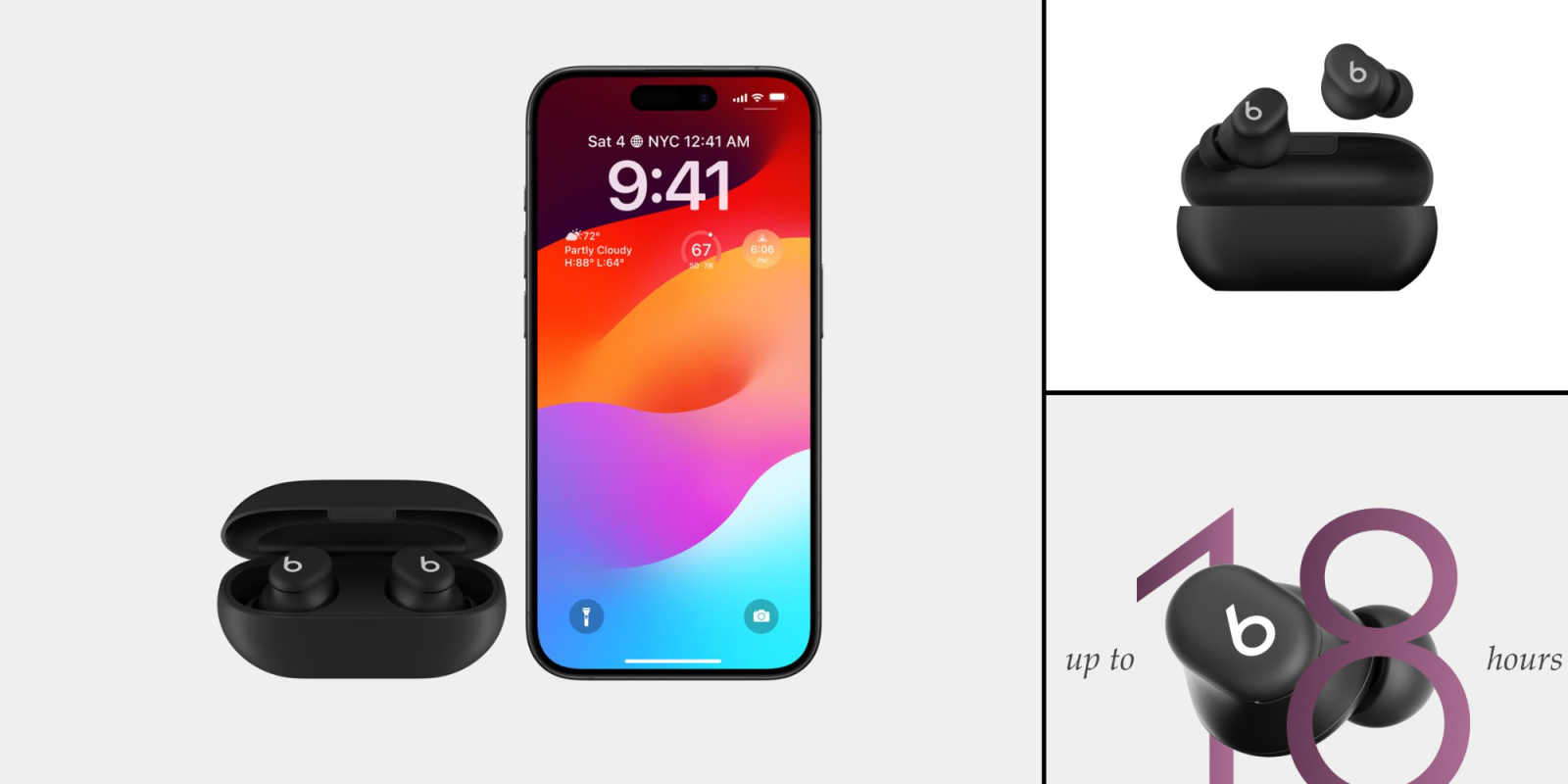 A cell phone with a wireless earbuds