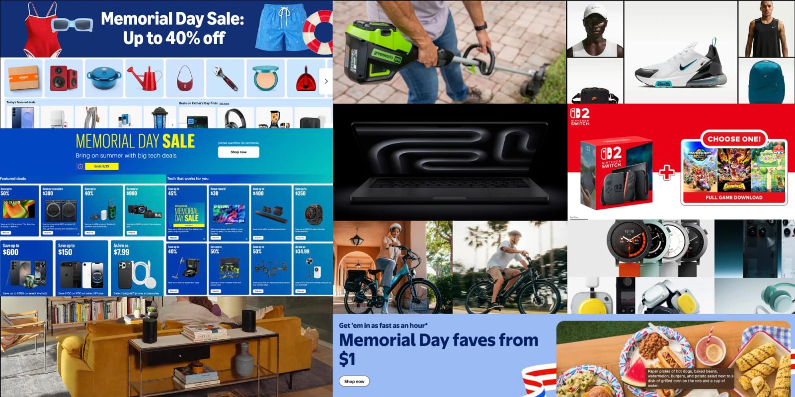 A collage of images of people and items