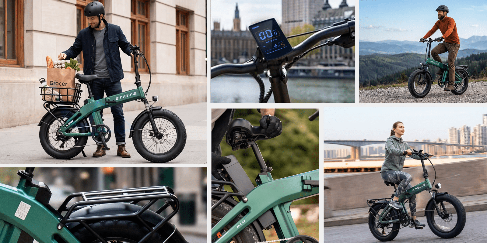 A collage of a man on a bike